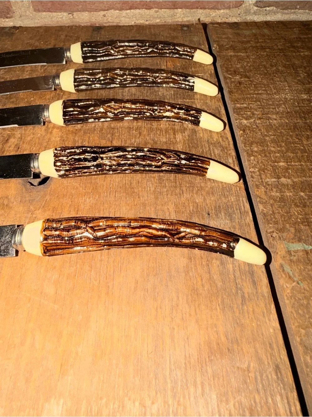 Steak Knives Dark Stag Antler Deer -Textured Handles Japan Stainless Steel